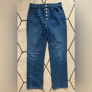 Reformation Cythia Button Fly High Rise Straight Jeans